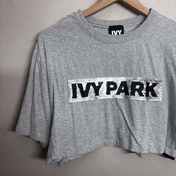 Ivy Park - Reverse Sequin Crop Top - Size Medium - Gray - Picture 3 of 9